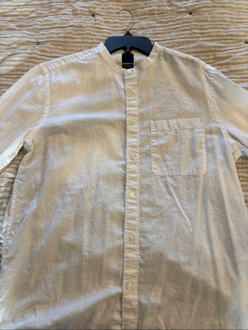 H&M White Band-Collar Button-Down Shirt